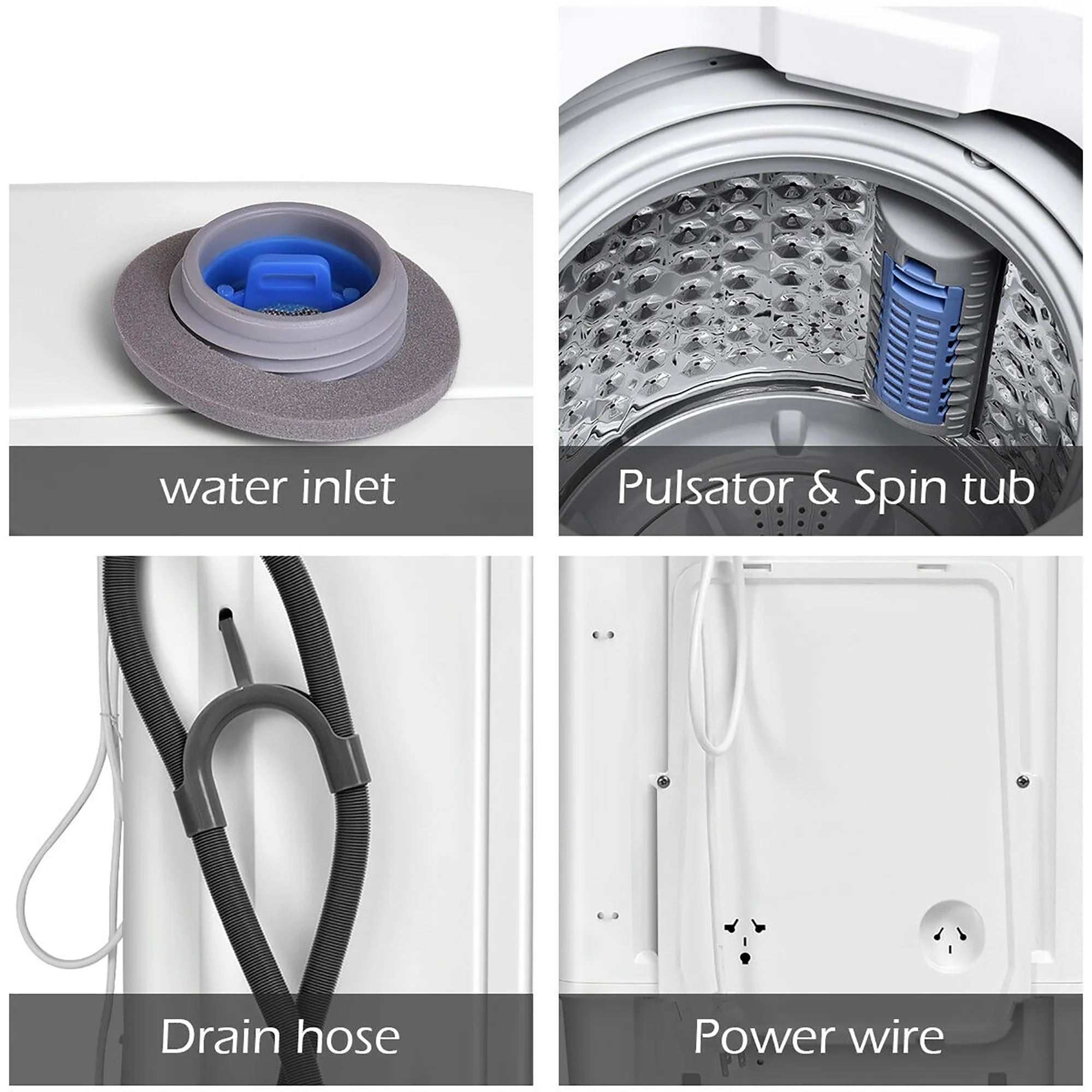 Costway Full-Automatic Laundry Wash Machine Washer Spinner Drain Pump - Image 2