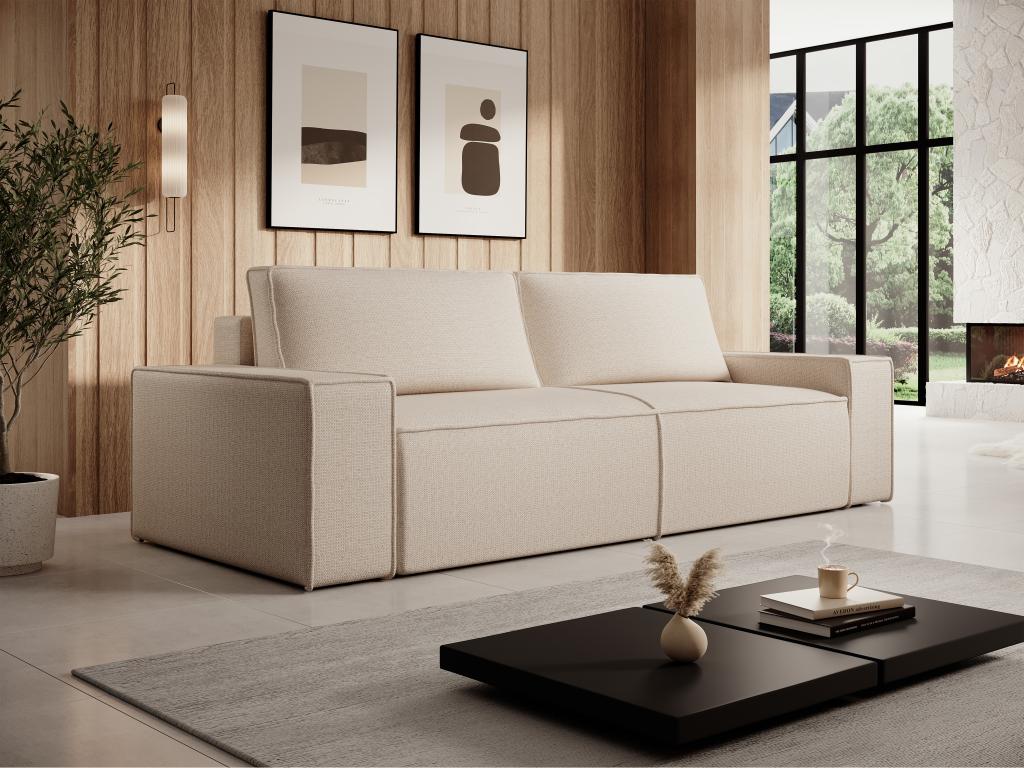 Sofá cama de 4 plazas de terciopelo beige