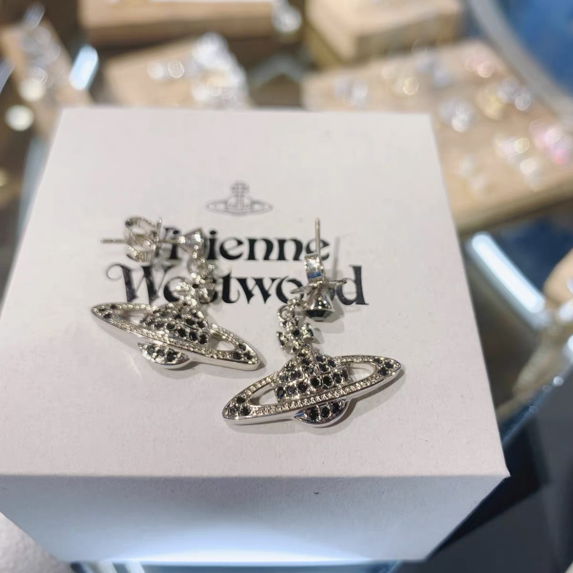 Vivienne Westwood Black Diamond Saturn Earring - Original Replica Club