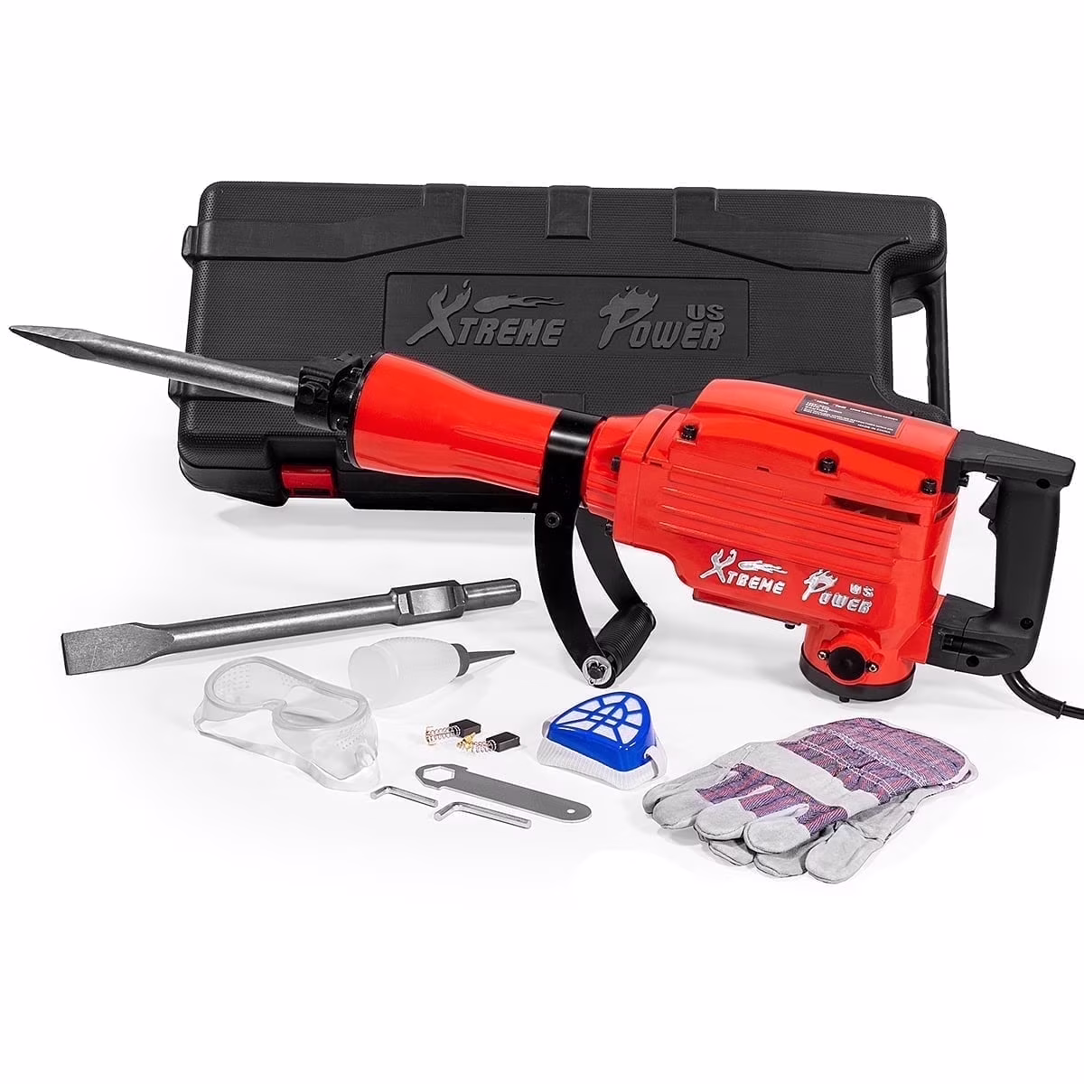 XtremepowerUS Demolition Jack Hammer Heavy Duty, 3600W Electric Jackhammer 1900BPM Power Drill Concrete Breaker Bar Point & Chisel Bits Chisel Set - Image 7