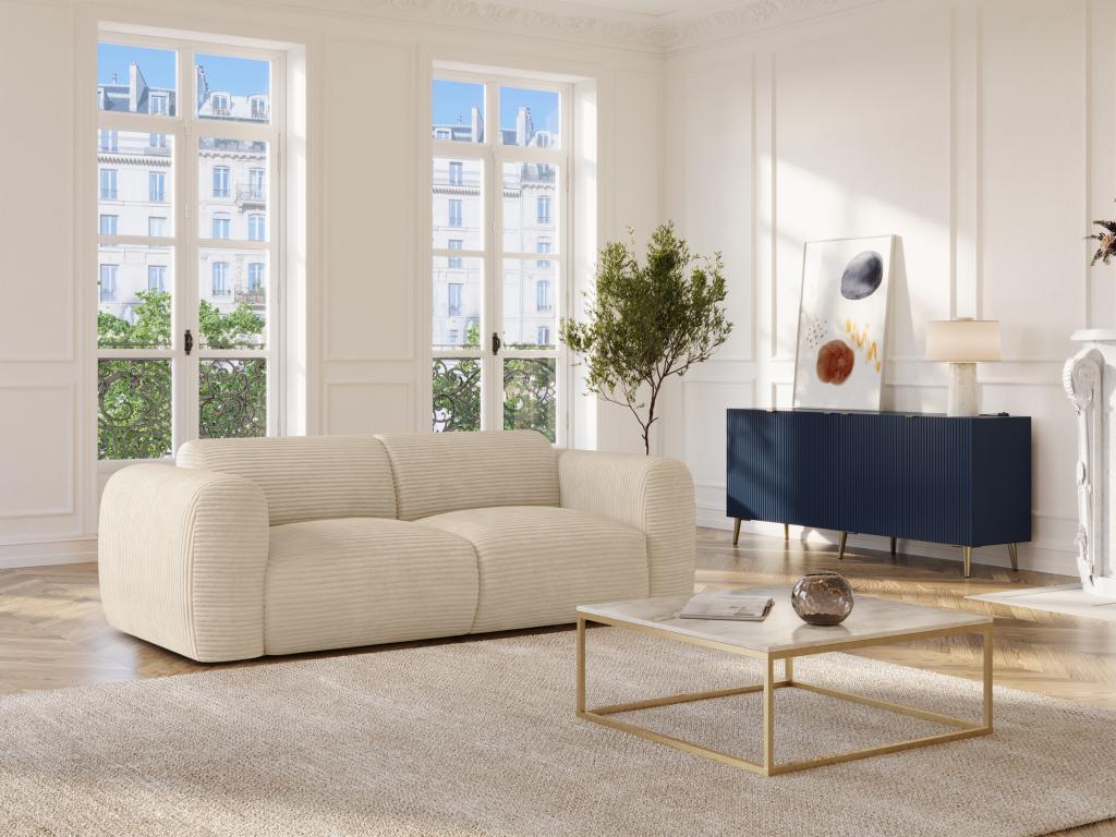 Sofá de 3 plazas de terciopelo grueso beige