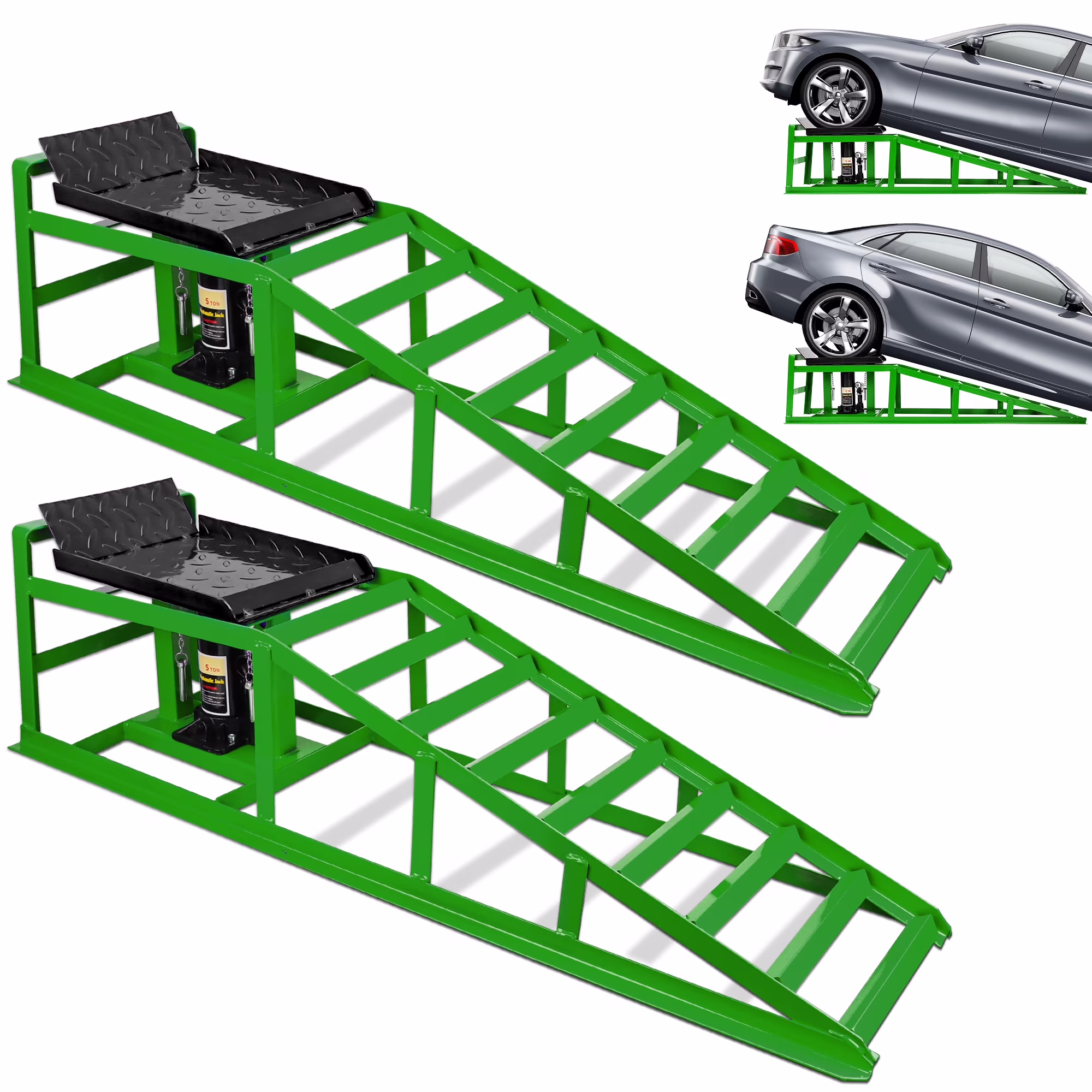 Lafati 2-Pack Hydraulic Car Ramps: Heavy-Duty Vehicle Ramps with 5T / 10000lbs Jack Load Capacity, Portable Design for Effortless Oil Changes and Car Lifts - Image 5