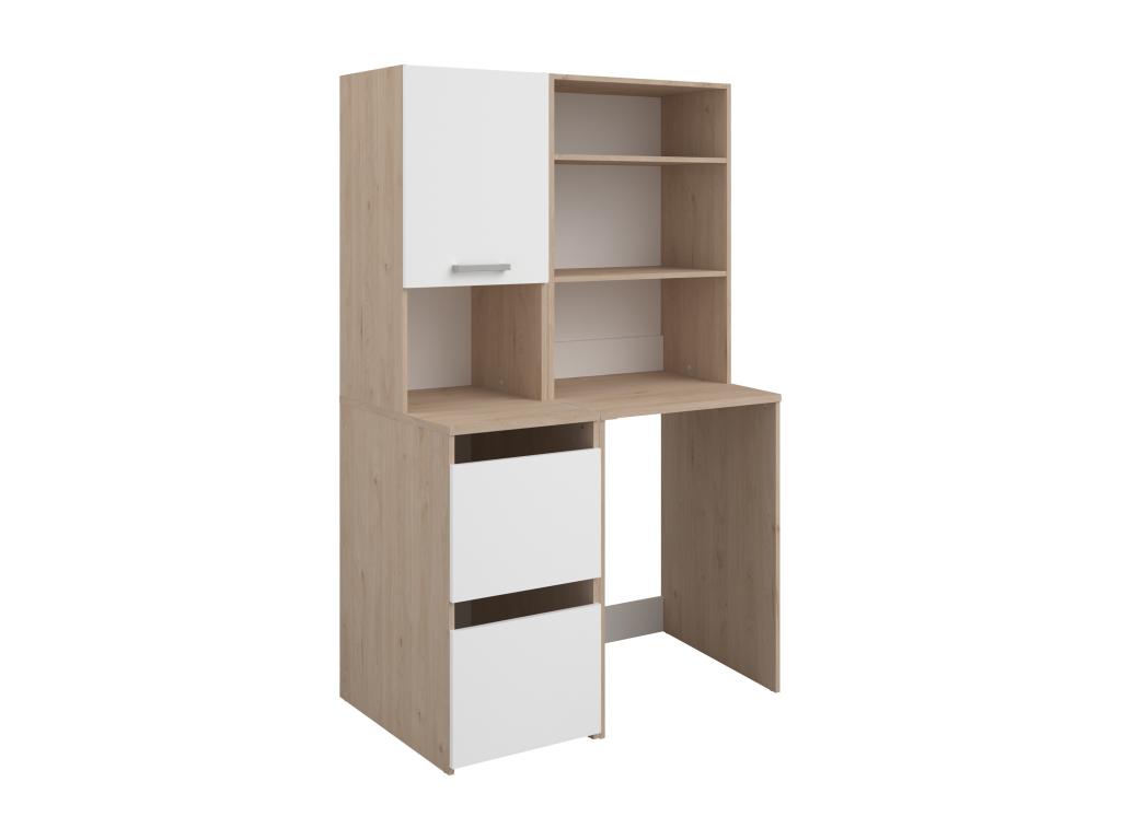 Mueble para lavadora con estantes y armarios - Natural claro y blanco - L111 x Alt. 184 cm - ERKANO