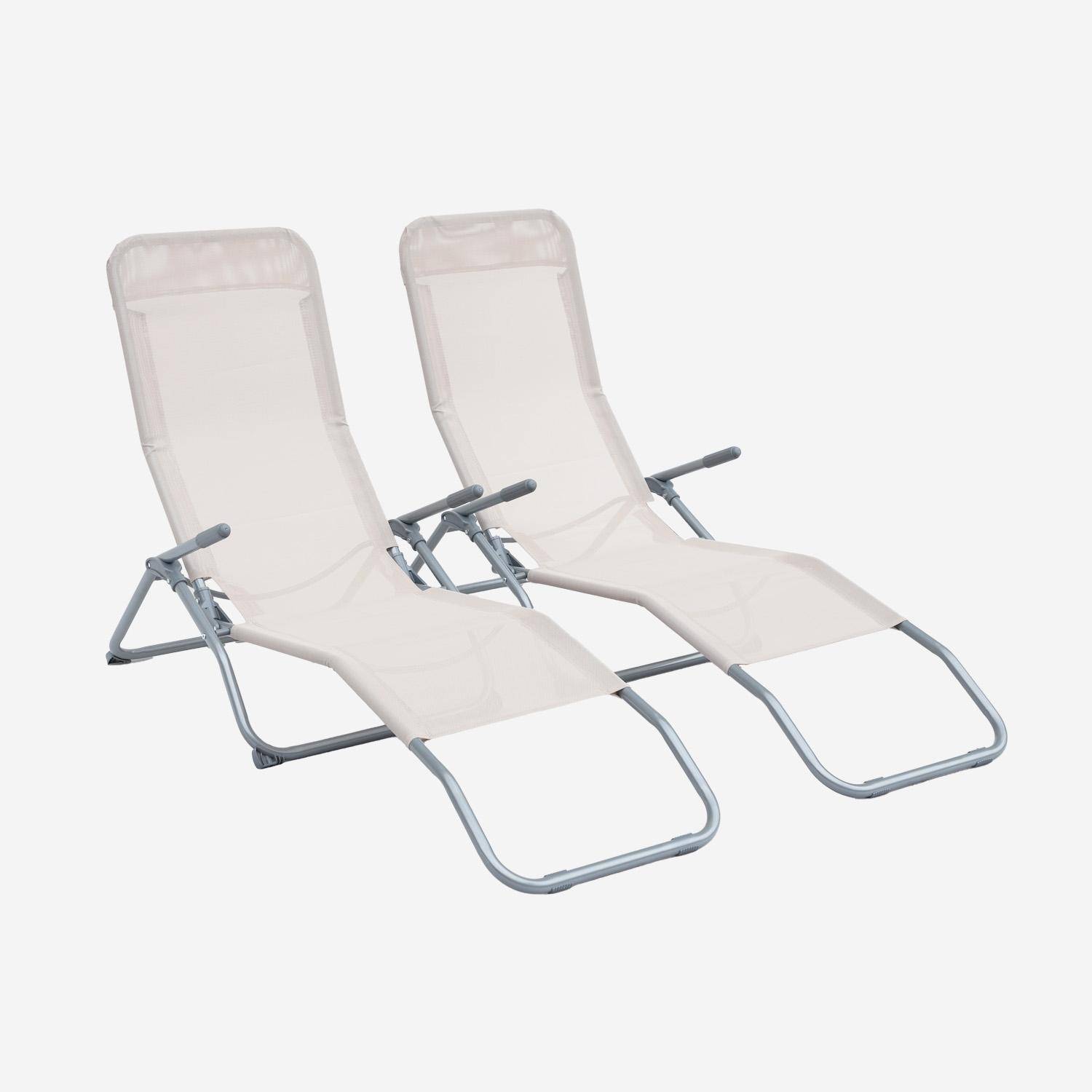 Levito - Tumbona plegable de textileno con 2 posiciones, set de 2