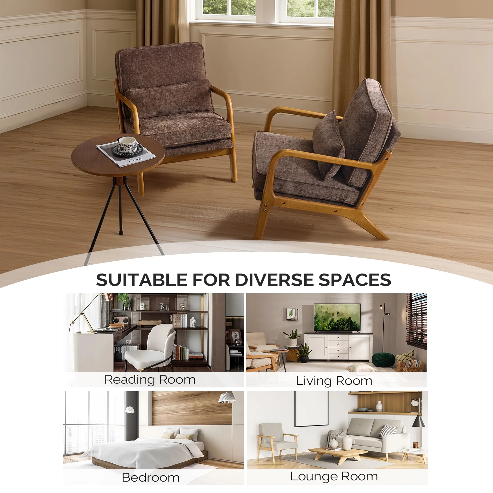 Ktaxon Accent Chair Corduroy Upholstered Armchair, Reading Club Chair with Pillow and Solid Wood Frame for Living Room Bedroom Furniture Off White - Image 148