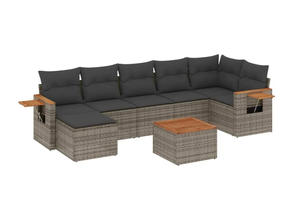 Set de sofás de jardín 8 pzas y cojines ratán sintético gris 32773JUVB