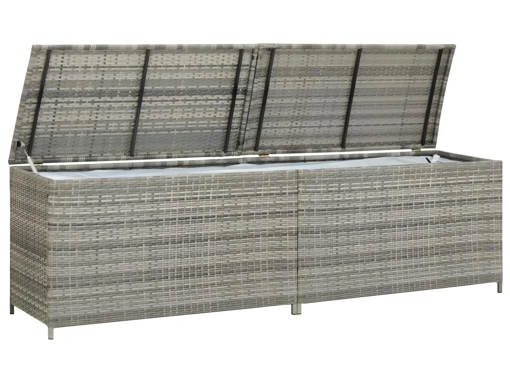 Caja de almacenaje de jardín ratán sintético gris 200x50x60 cm gfl1593533