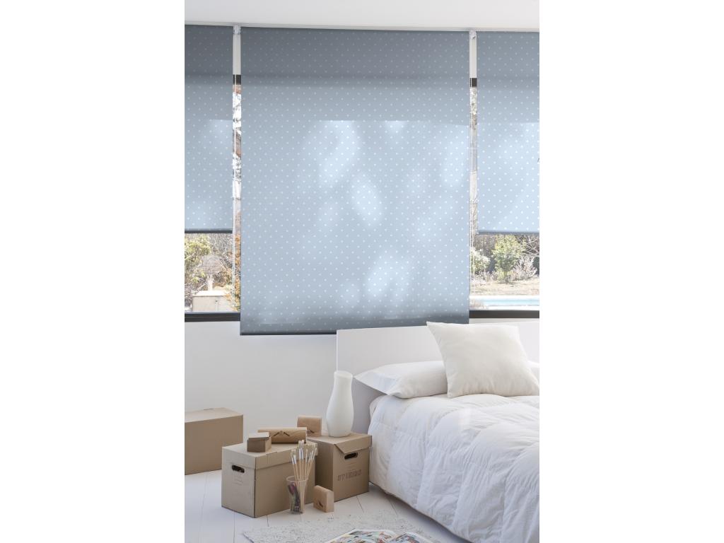 Casaplu | Estores Personalizados TEXTURAS | 150 x 180 cm (Ancho por Alto) Tamaño de Tela 147 x 175 cm | Modelo MOTAS-2 Color Azul