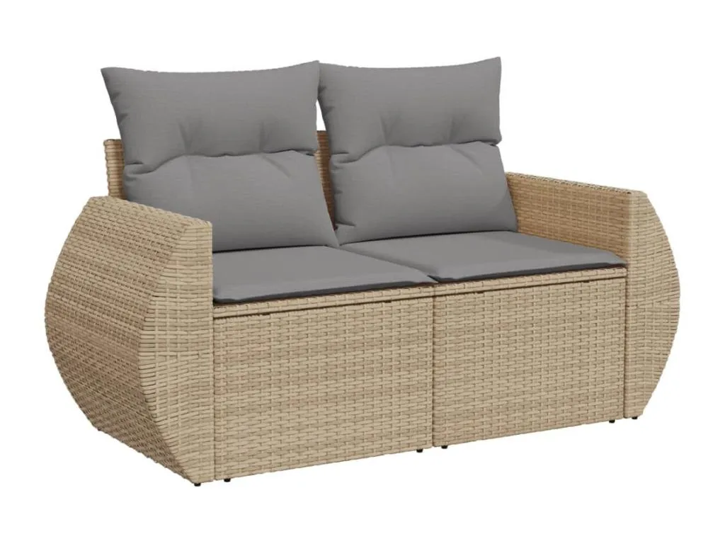 Juego de sofás jardín con cojines beige 10 pzas ratán sintético YTXC55179