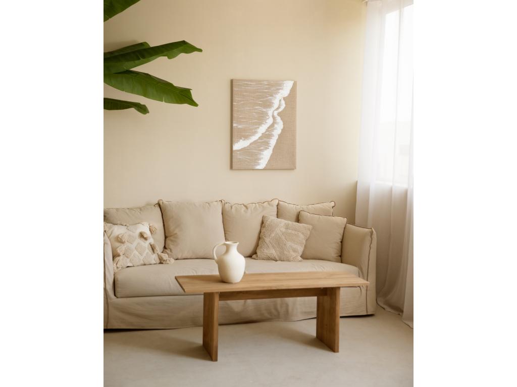 Cuadro decorativo sobre lienzo de lino con marco de madera negro pintado artesanalmente con pintura al oleo de 80x100cm - ADRIANA - Laocacasas