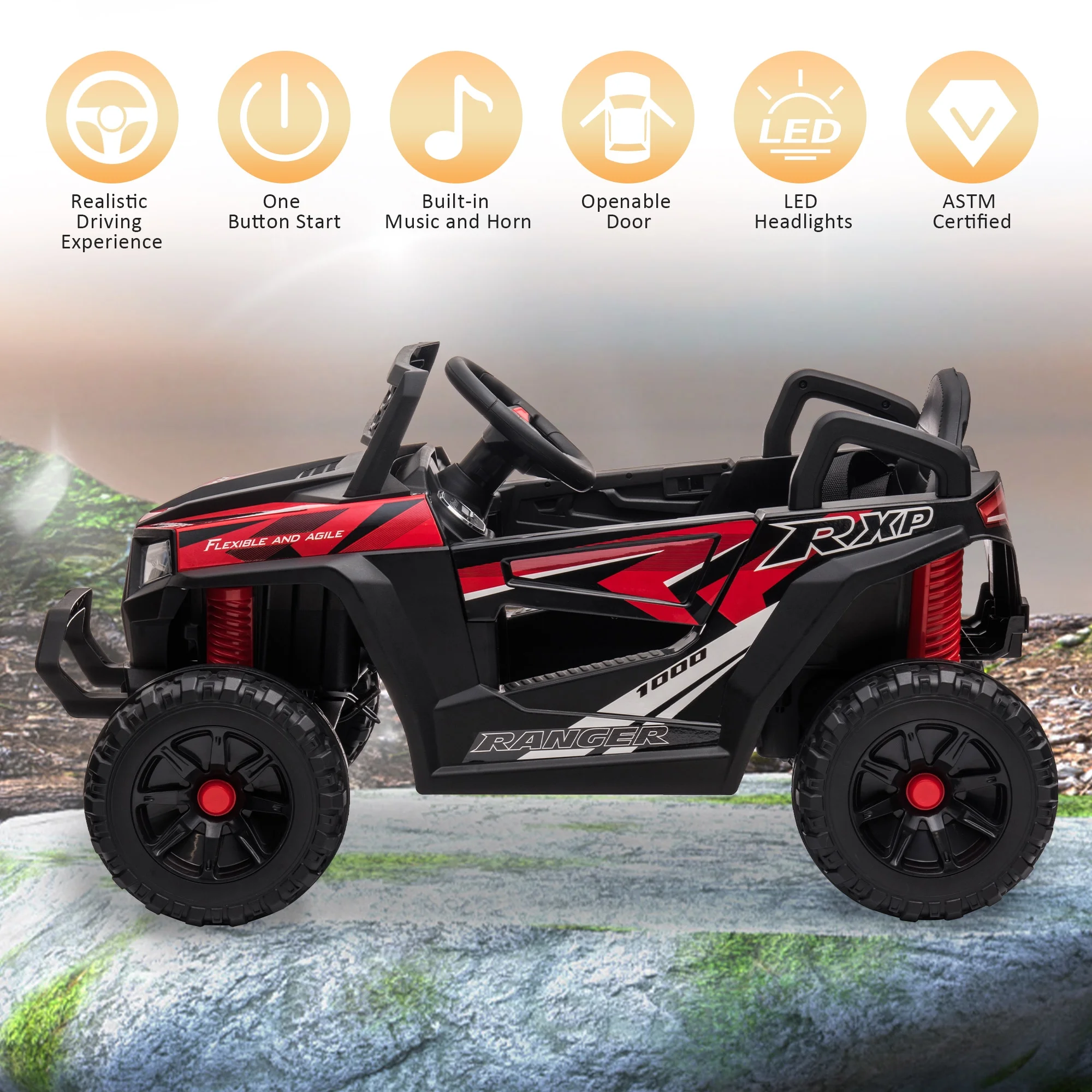 TOBBI 12V Kids Electric off-Road UTV Truck Car Battery Powered Ride on Toys for Girls with LED Headlights, Music, Horn - Image 48