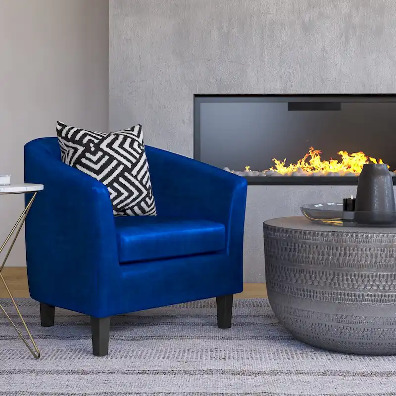 Modern Tub Accent Chair with Upholstered Seat and Wooden Legs