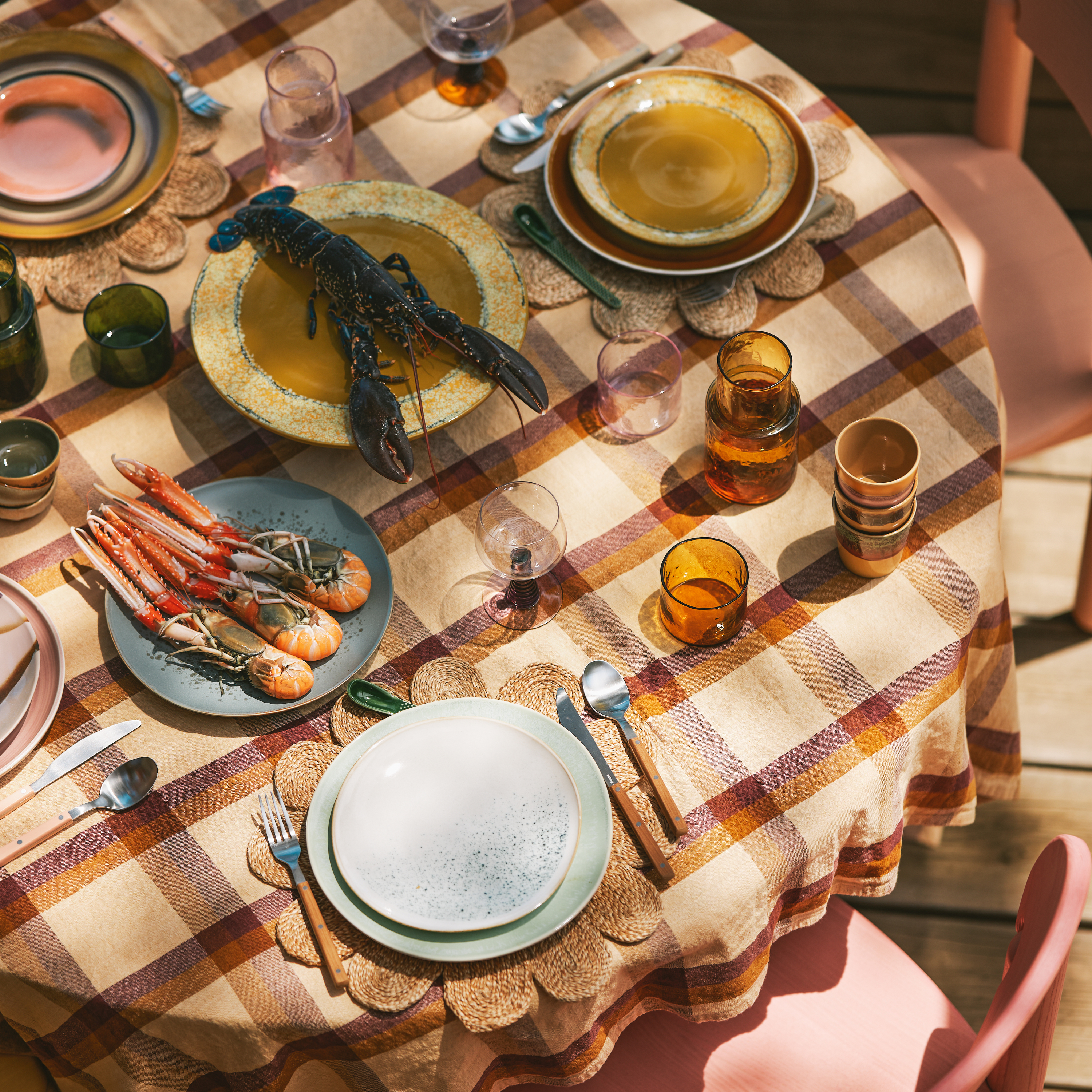 HKliving 70's Ceramics Bord Ø 22 cm - Set van 2 - Mist