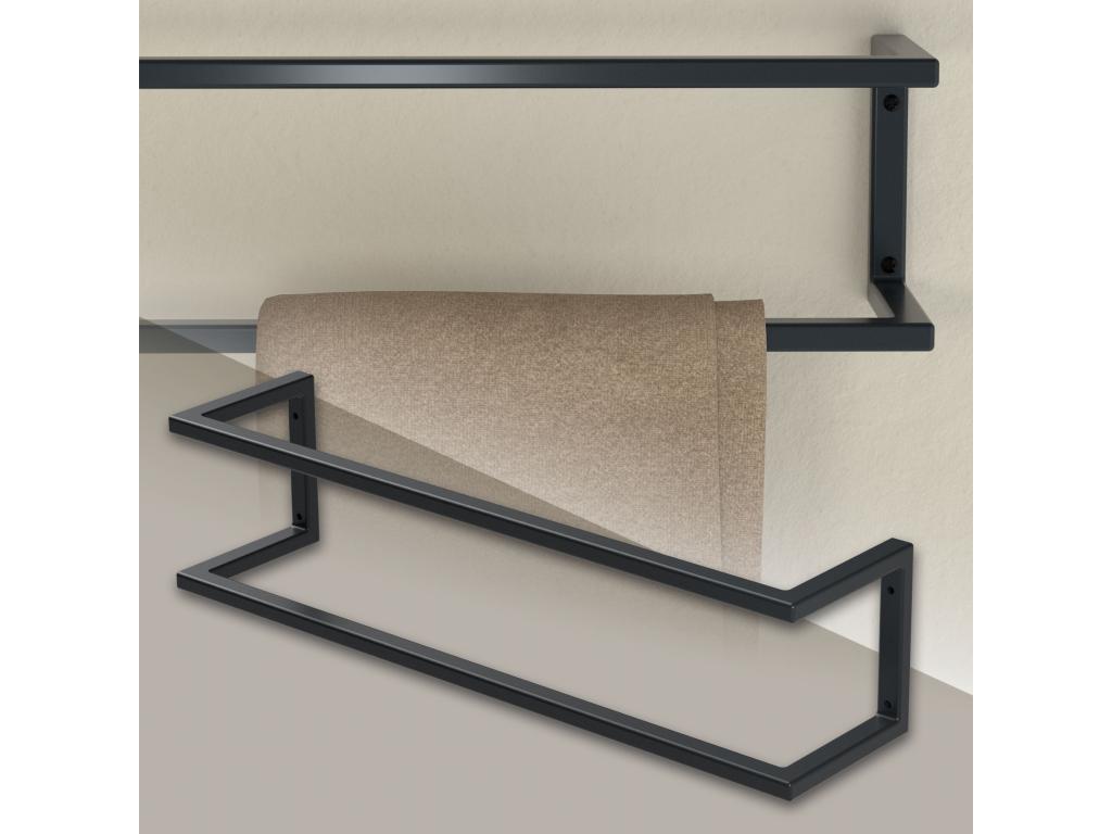 Toallero de pared acero antracita soporte estante de toallas multiuso 15x15x50cm