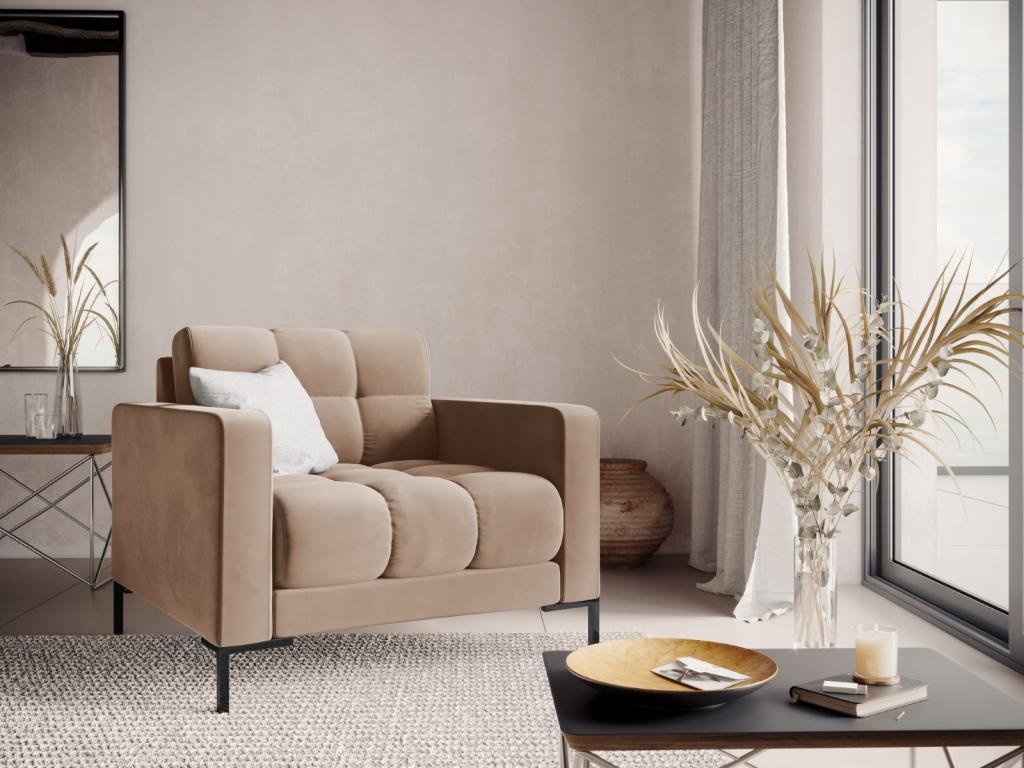 Sillón Cozetiq de terciopelo beige - 87x92x75cm