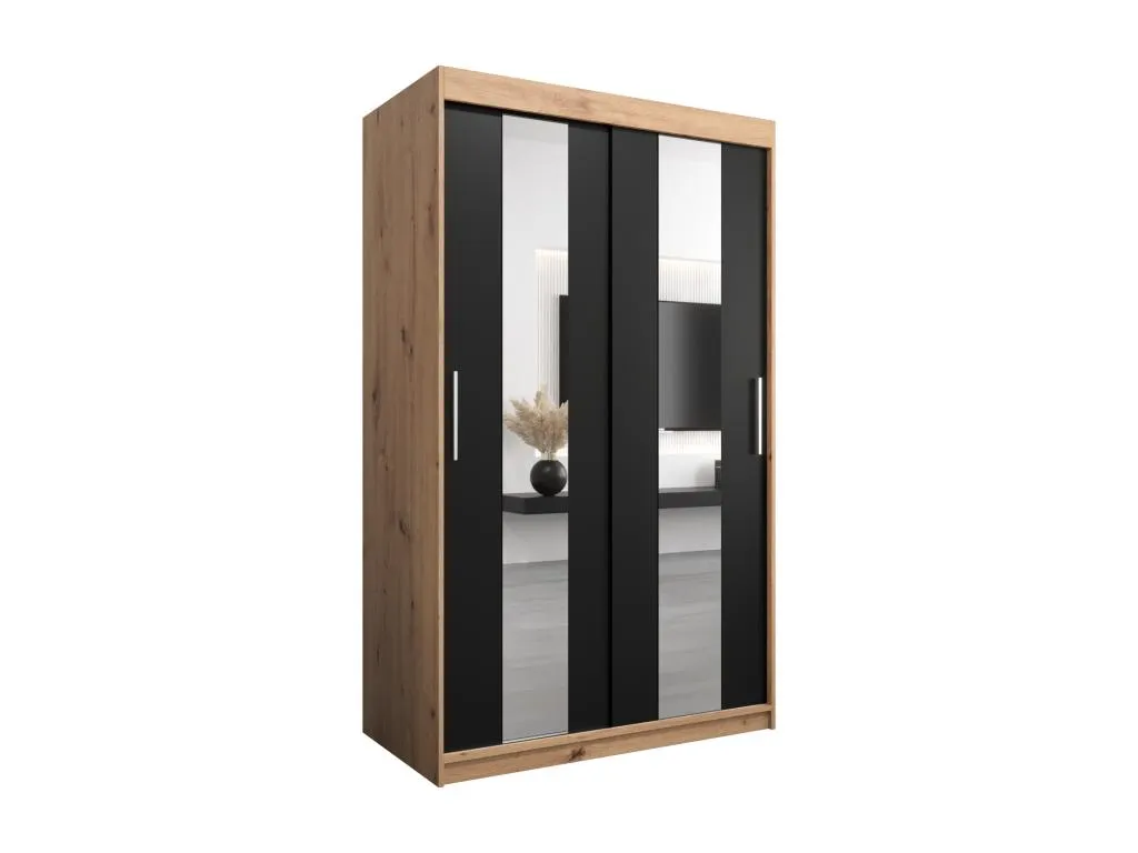 Armario Francomuebleses de puertas correderas 200/120/62 2 puertas (artisan/negro)