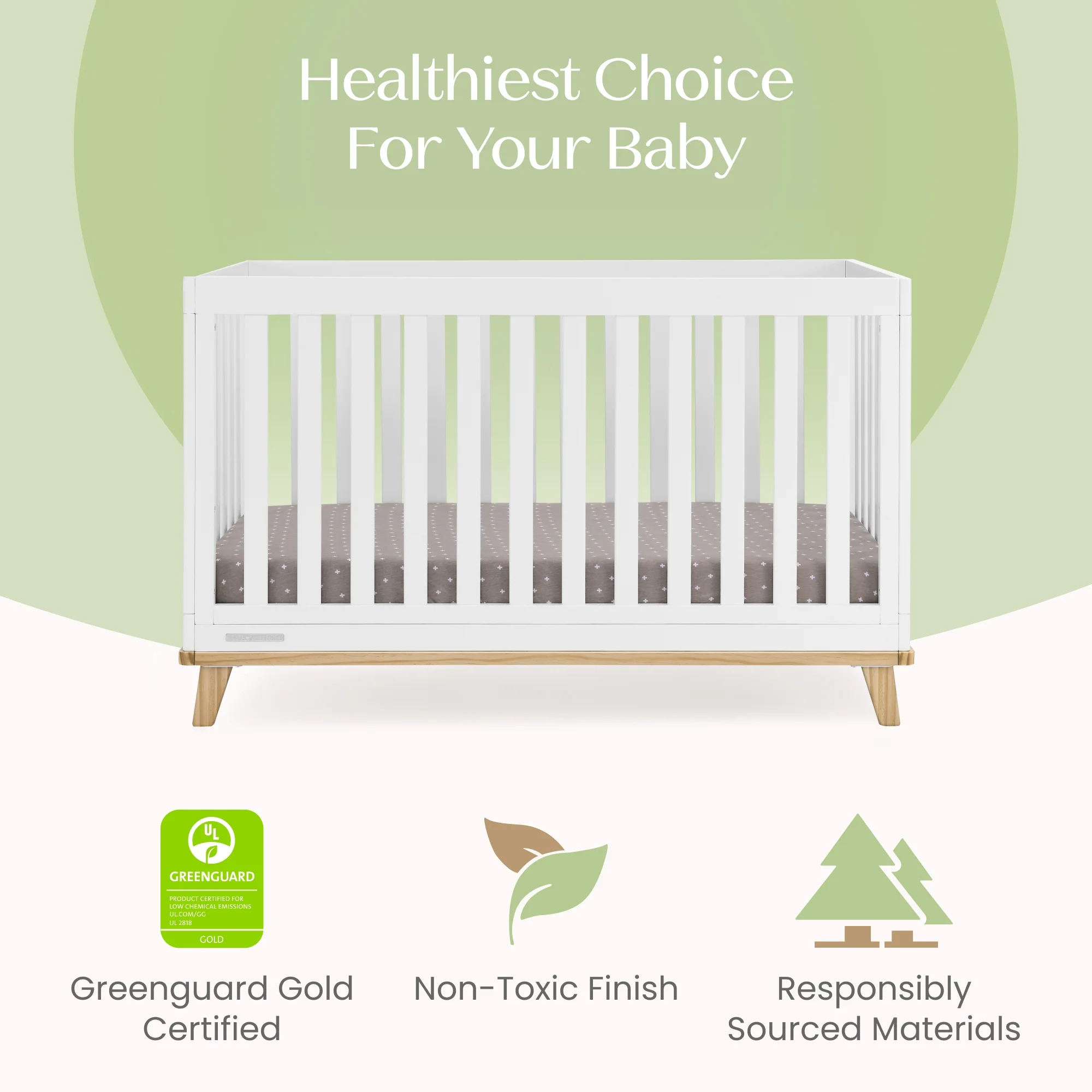 Delta Children Frankie 4-in-1 Convertible Crib - Greenguard Gold Certified, Black with Natural - Image 33