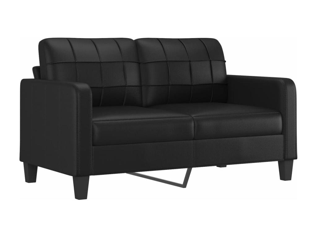 Sofá de 2 plazas de cuero sintético negro 140 cm