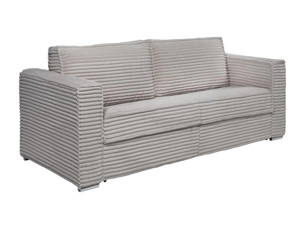 Sofá cama de 4 plazas de apertura rápida de pana gris claro - Cama de 160 cm - Colchón de 14 cm Jmmhogar