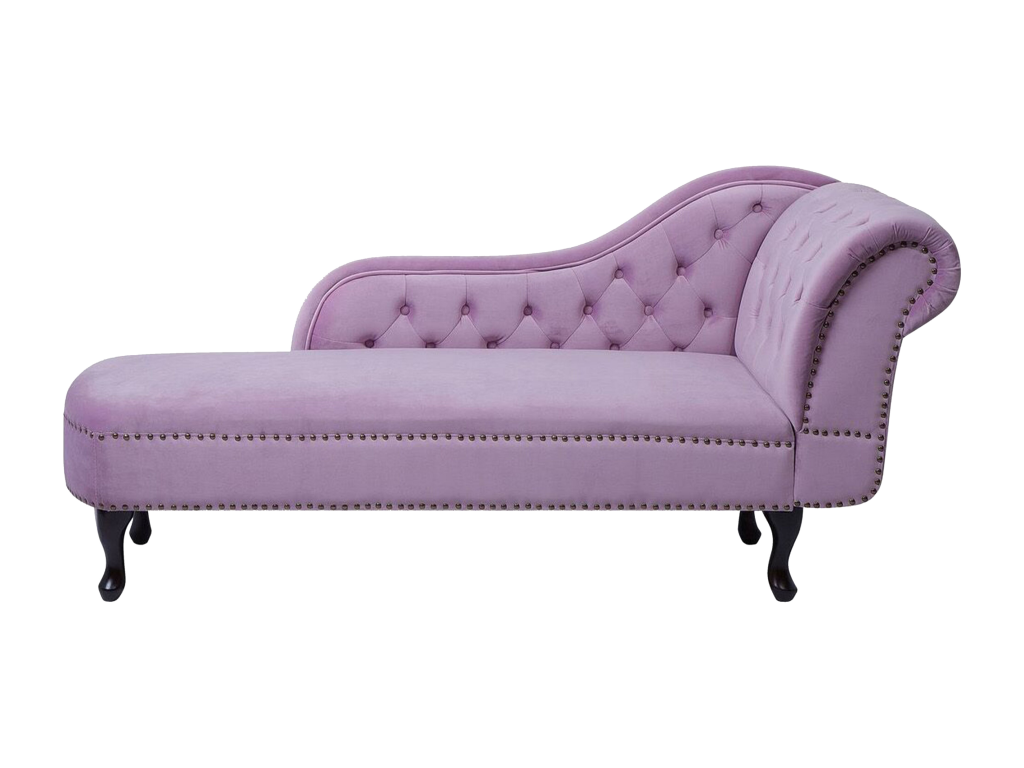 Chaise longue de terciopelo violeta claro derecho NIMES