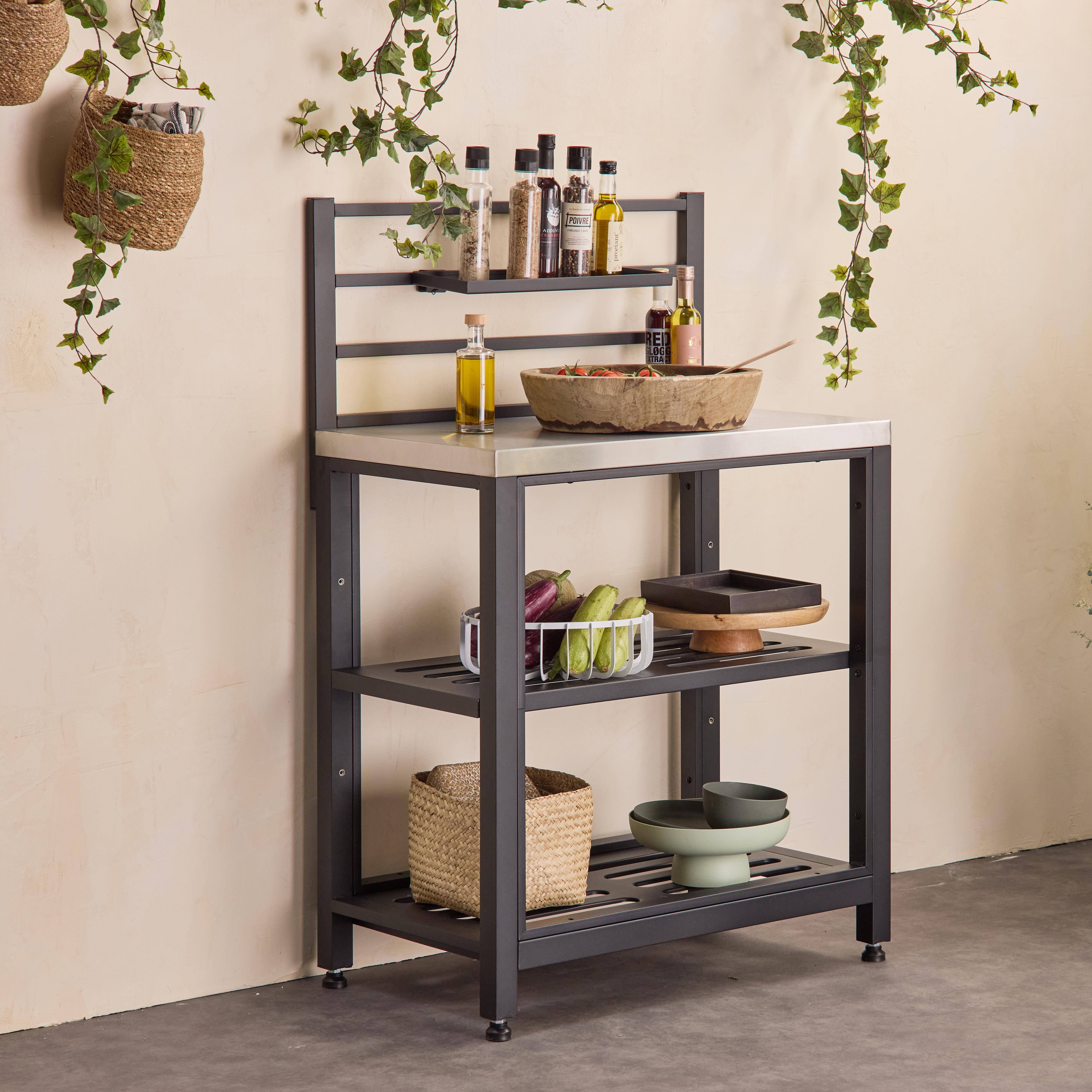 Grimaud - Cocina exterior de acero 2 estantes, 80cm