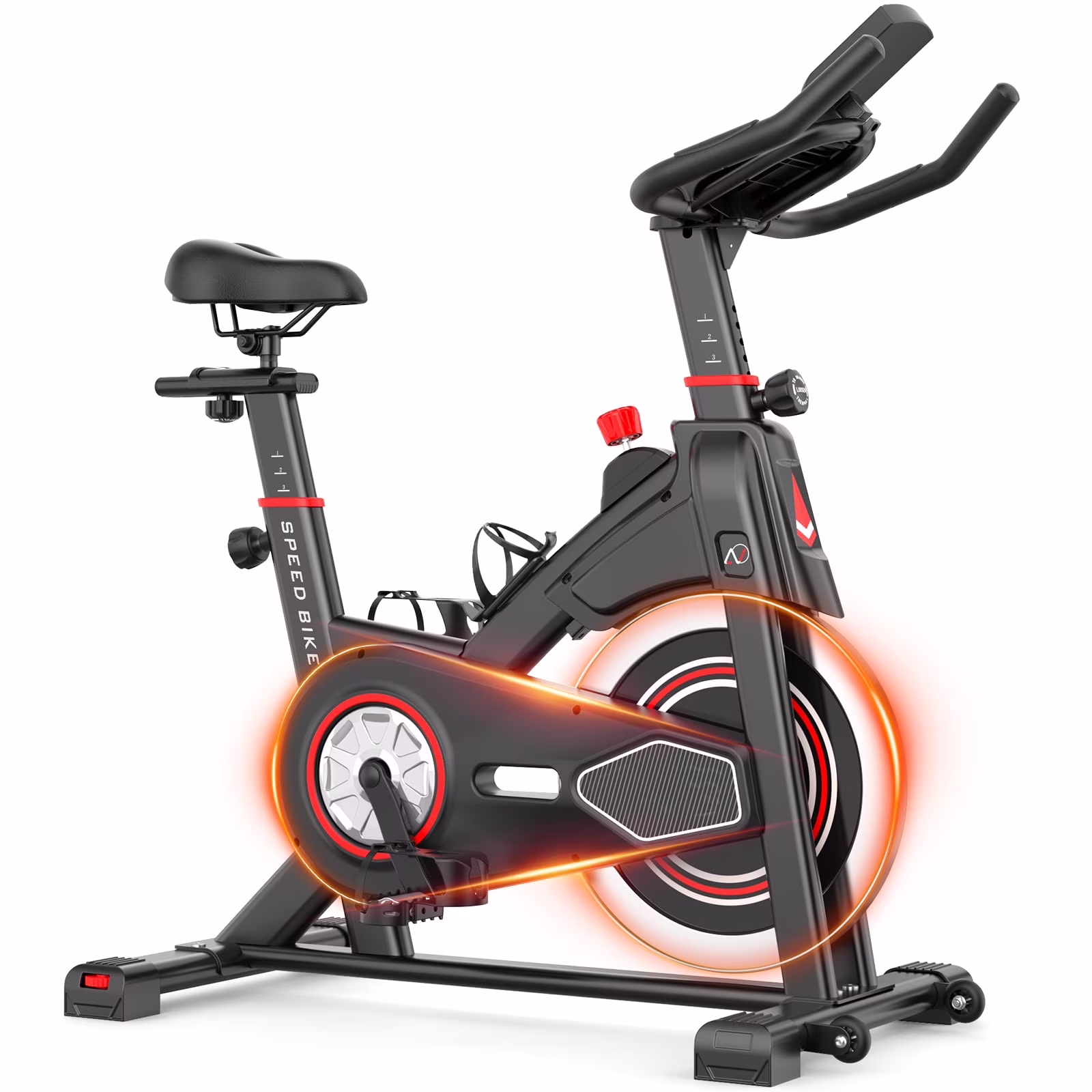 Exercise Bike Indoor Stationary Cycling Bike with 300 lb Weight Capacity, 100% Resistance Adjustment Range, Heavy Flywheel, Comfortable Seat Cushion LCD Monitor(5997-R)