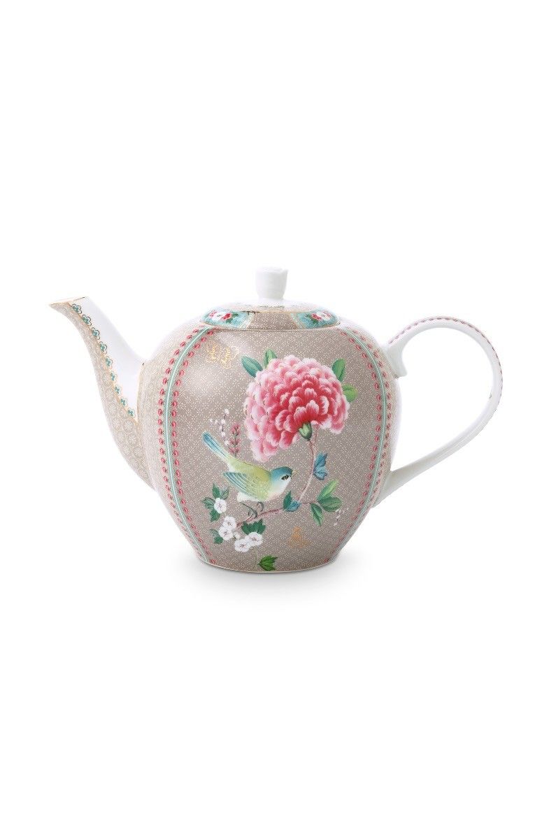 Tea Pot Large Blushing Birds Khaki