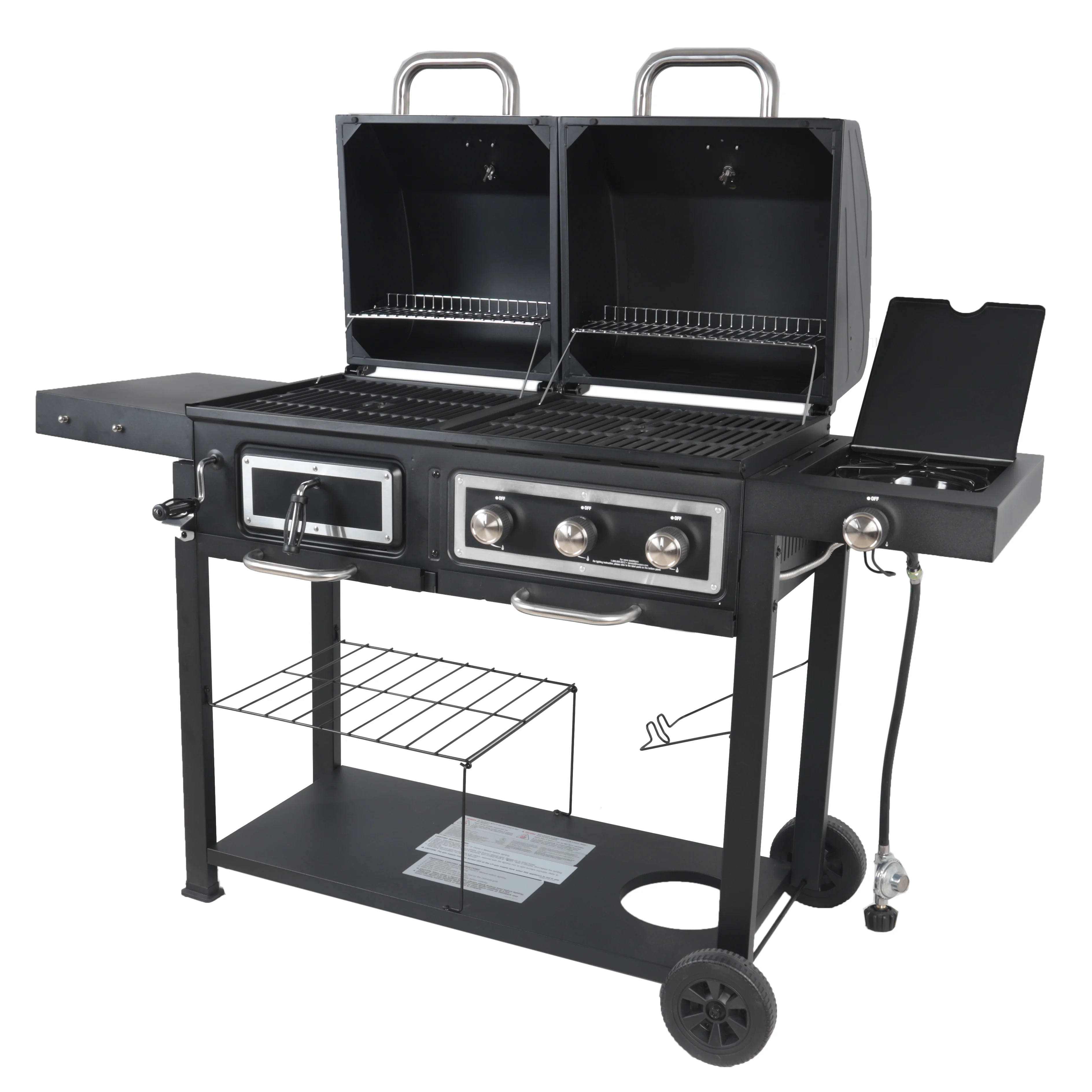 Dual Fuel Gas & Charcoal Combo Grill, Black with Stainless - Image 15