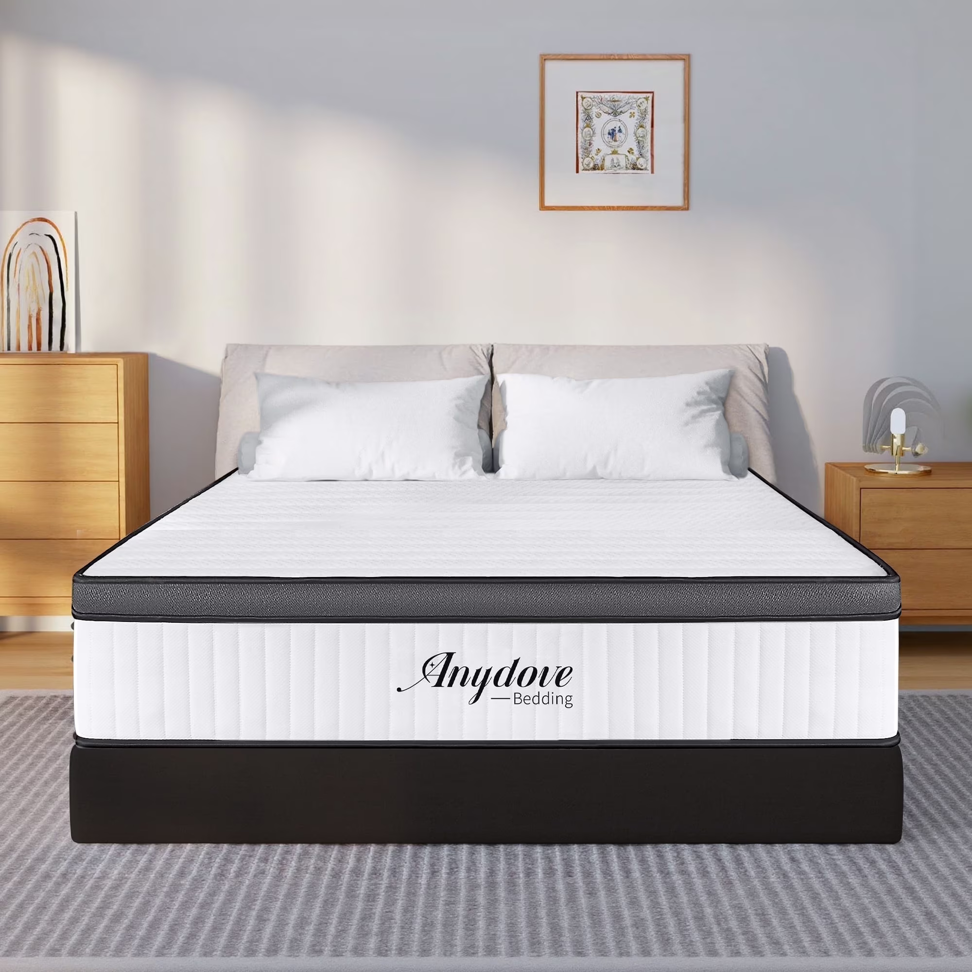Queen Mattress 10 inch, Hybrid Queen Size Mattress in a Box, Upgrade Innerspring Mattress Queen for Pressure Relief, Medium Firm
