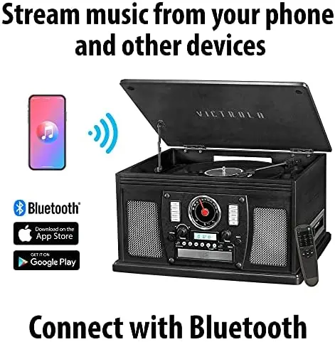 Victrola 8-in-1 Bluetooth Record Player With Built-In Speakers And Wireless Streaming - Image 2 Victrola 8-in-1 Bluetooth Record Player With Built-In Speakers And Wireless Streaming - Image 2