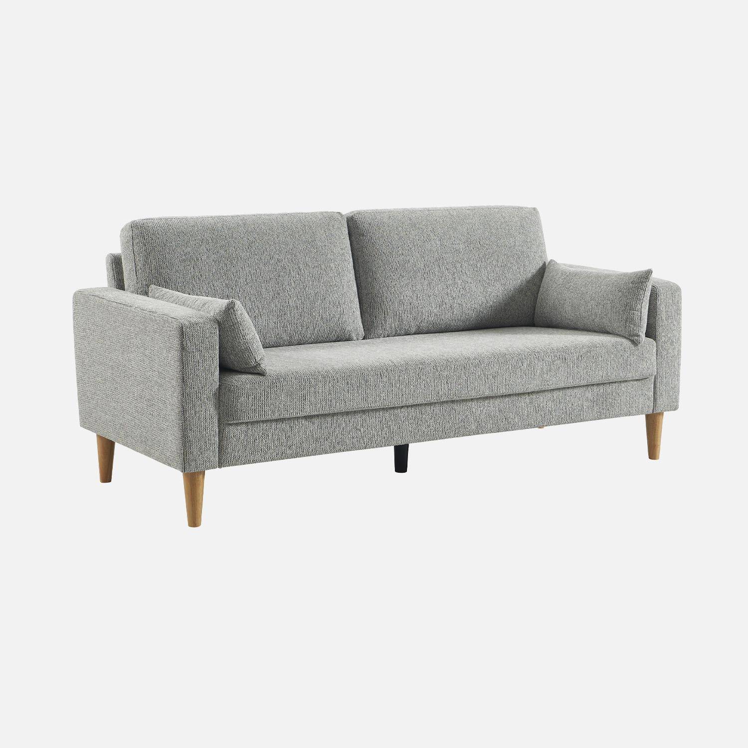 Bjorn chenilla - Sofá de madera de hevea y tela chenilla, 3 plazas
