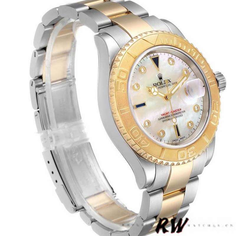 Rolex Yachtmaster 16623 Steel Yellow Gold Mother of Pearl White Dial 40MM Mens Replica Watch