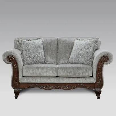 Roundhill Furniture Hernen Carved Wooden Frame Loveseat