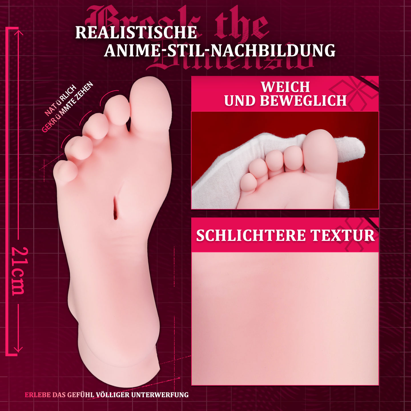 Dr.YUU Anime Fuß-Masturbator | Fußform & Kanal mit 3-Zonen Stimulation — Weiches TPE |  - DR.YUU™
