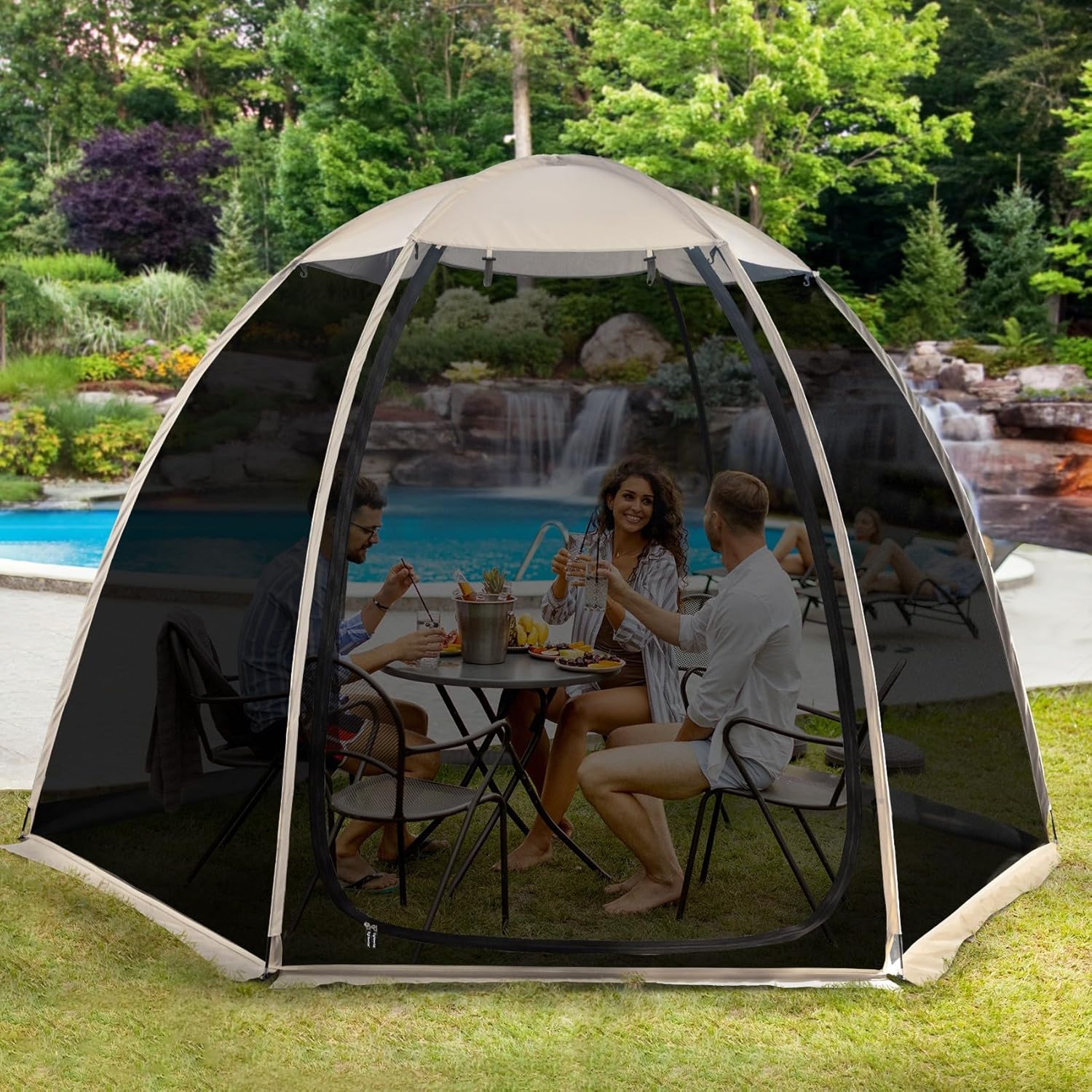 Screen gazebo sleeps 6-10-15 people Igloo-style canopy tent mosquito net on the sides Perfect