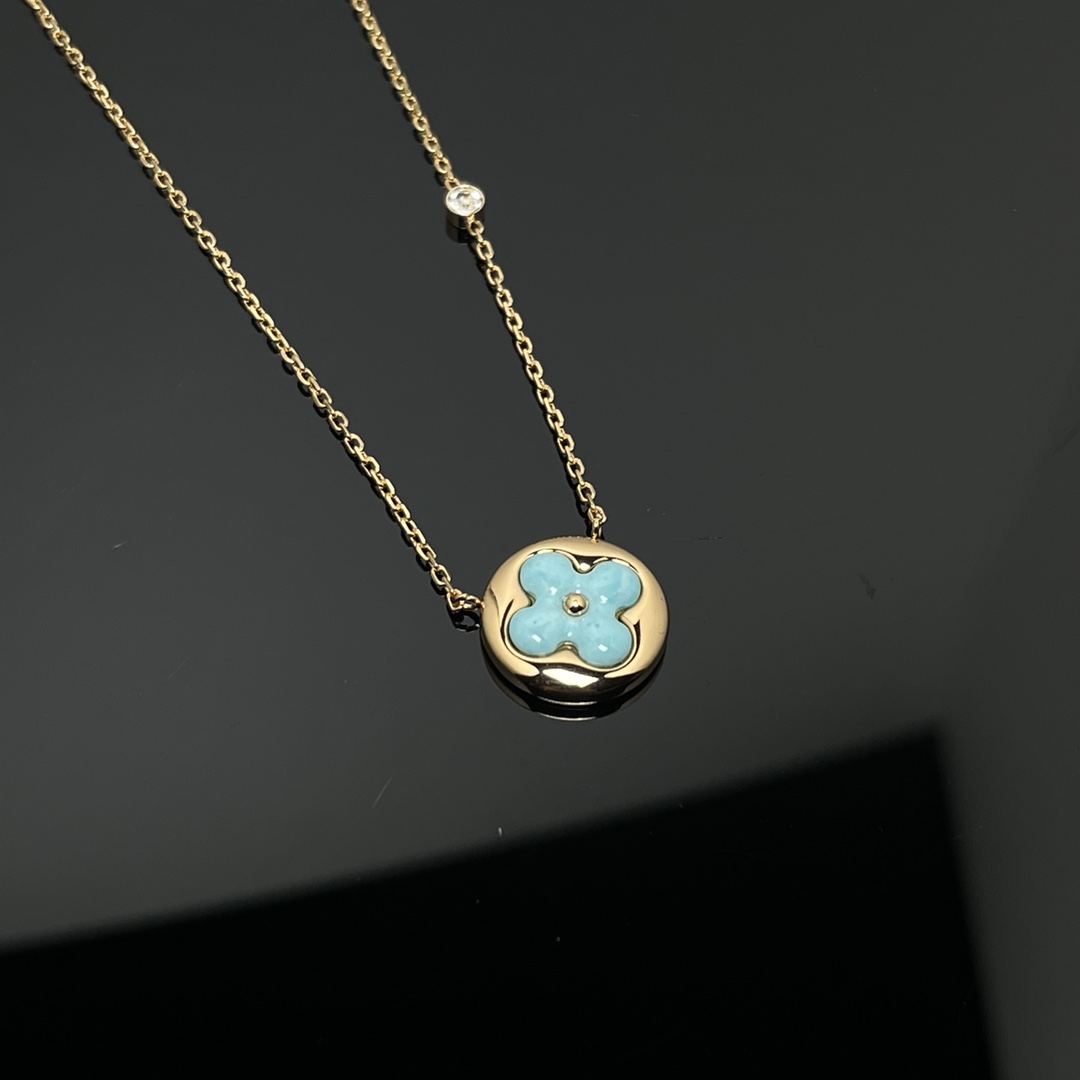 Louis Vuitton Blue Amazonite Sun Blossom Pendant Necklace - Original Replica Club