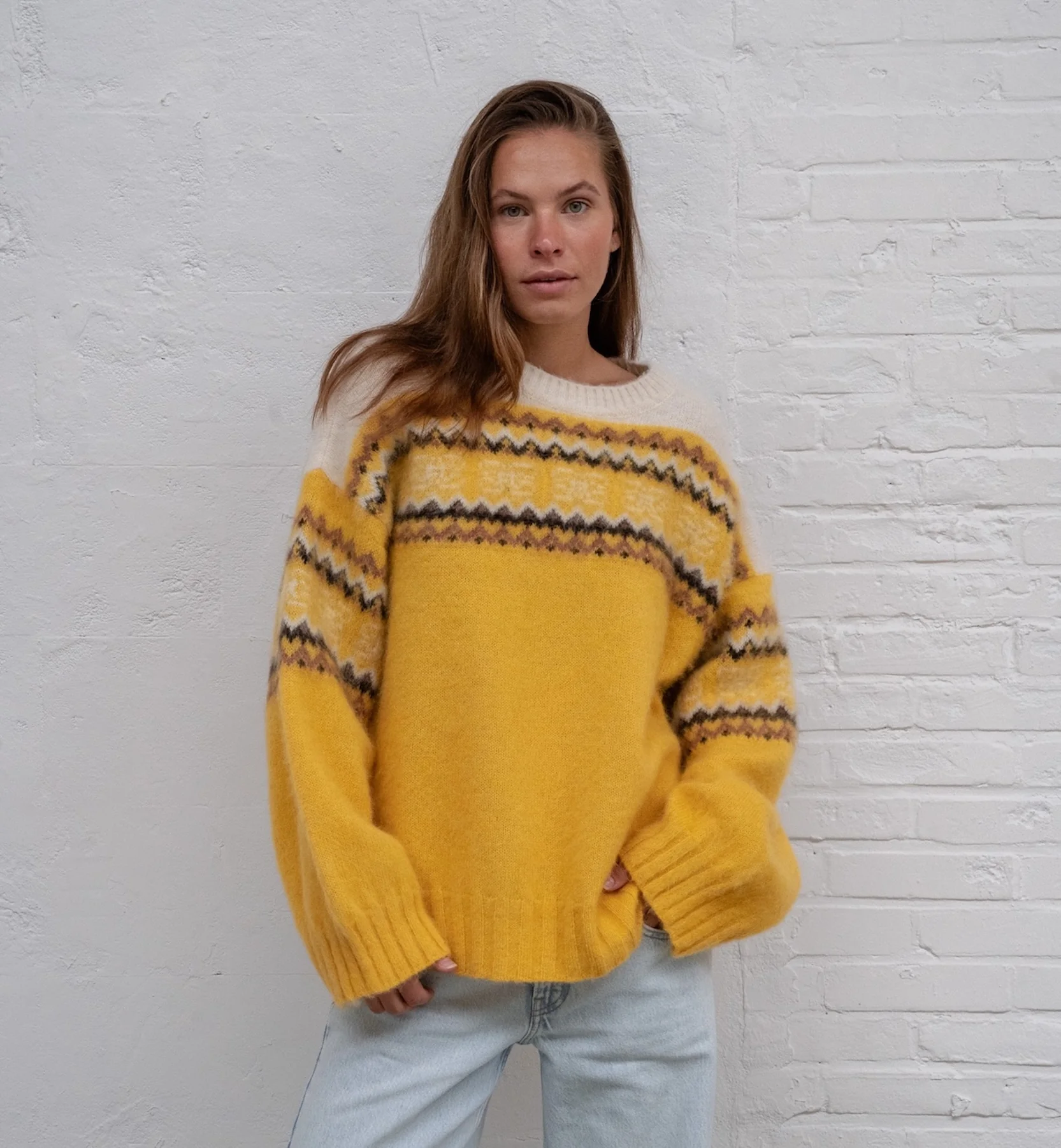 GANNI Yellow Intarsia Jumper