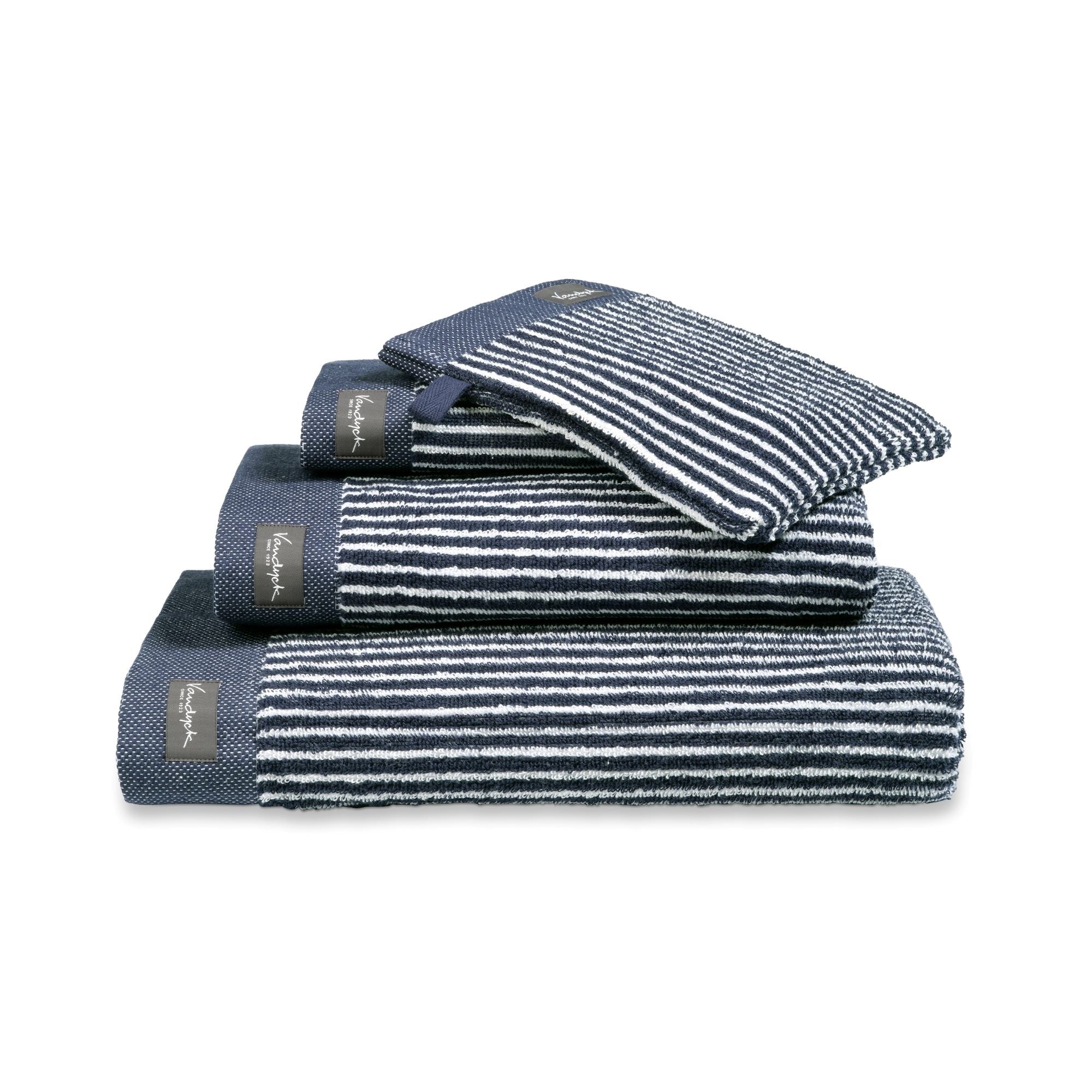 Washand Home Petit Ligne Blue Ink   Blauw   Katoen