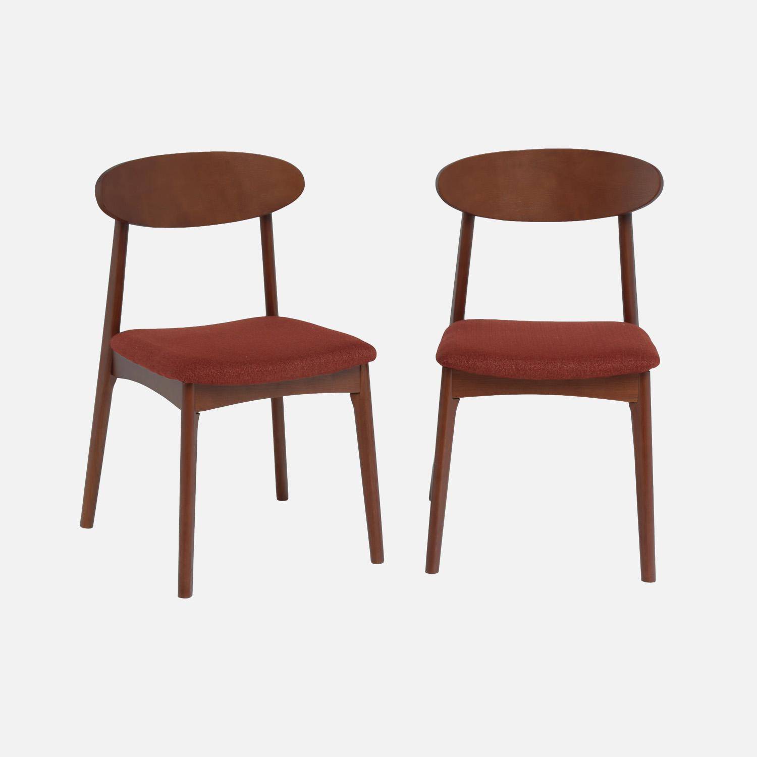 Aria - Silla vintage de madera de hevea nogal y tela (juego de 2)