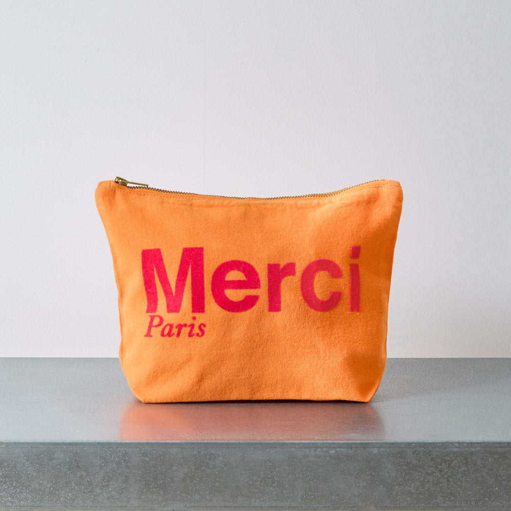 Merci - Pochette en coton - Abricot & Framboise