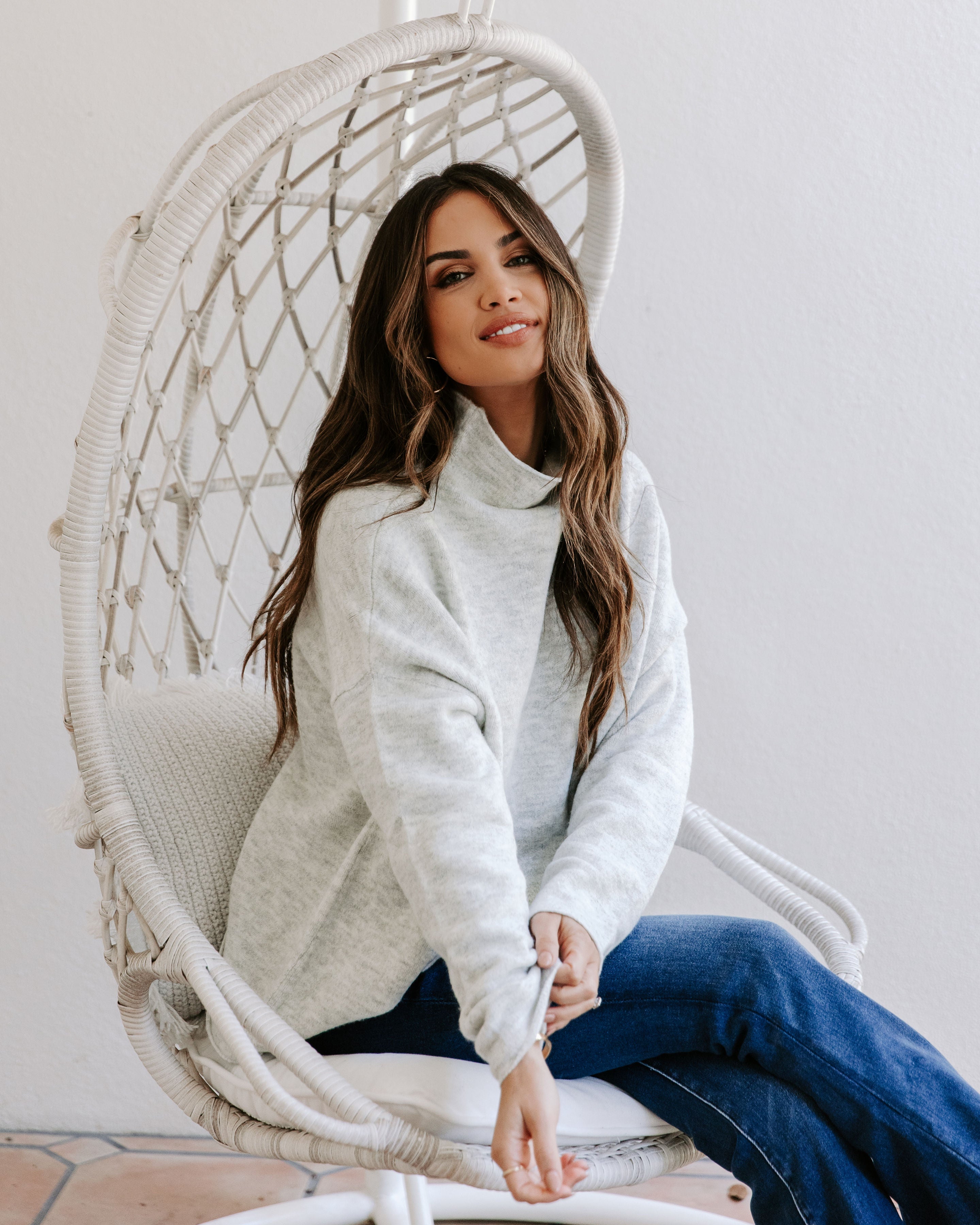 Cozy Fall Breeze Mock Knit Pullover Sweater - Heather Grey - Se7enfashion