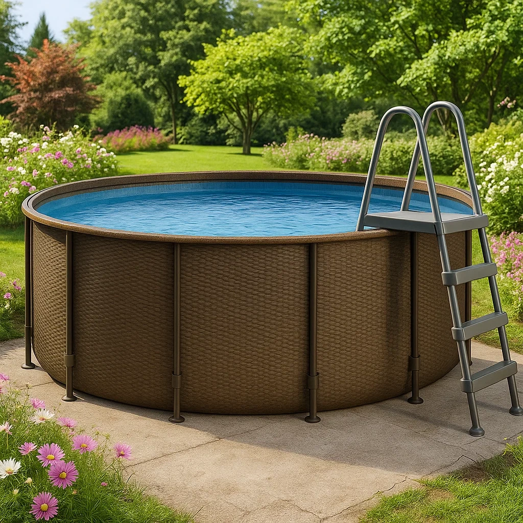 Piscina tubular redonda 298x96 cm, color marrón/negro, con filtro y escalera cMLlJpX243MW