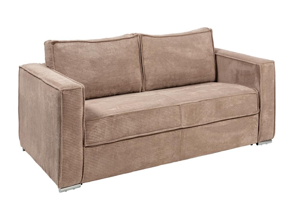Sofá cama de 3 plazas de apertura rápida de pana color topo - 140 cm - Colchón de 18 cm LORETO