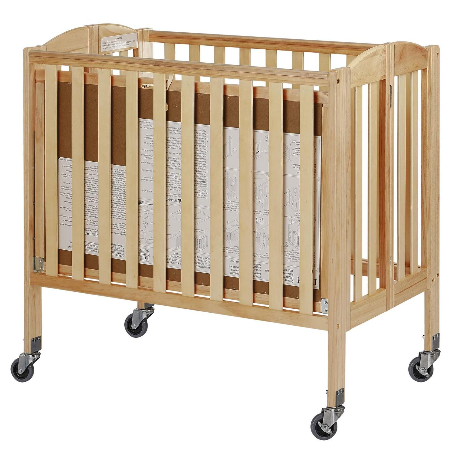 Dream On Me Birch 3-in-1 Folding Portable Mini Crib. Natural - Image 7