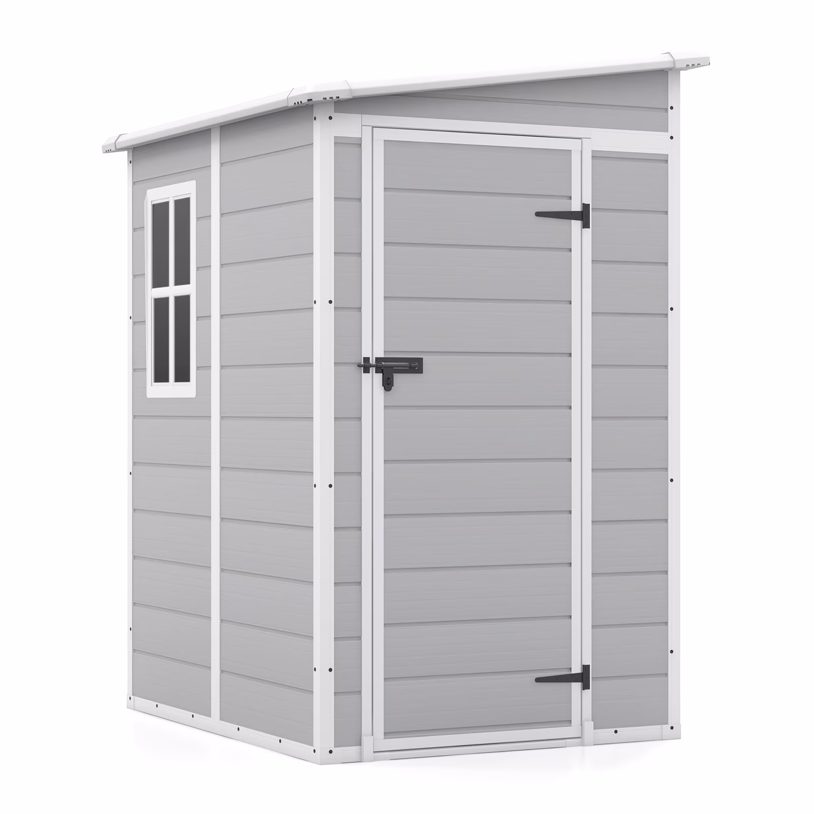 Patiowell 5x4 FT Outdoor Storage Shed, Resin Storage Shed with Floor Window Lockable Door for Patio Furniture, Garden Tools and Bicycle, White