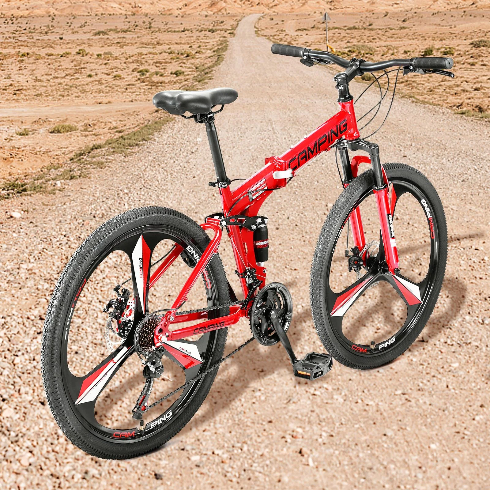 Zimtown 26" Folding Mountain Bike, Shimano 21 Speed MTB Bicycle for Adults, Black - Image 11