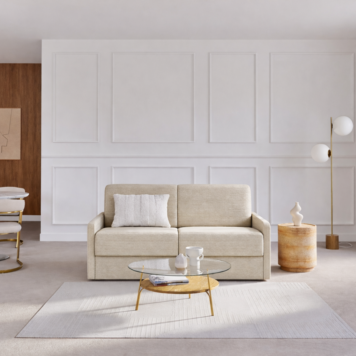 Calicosy - Slaapbank 3-zits in geribbeld fluweel Cosenza