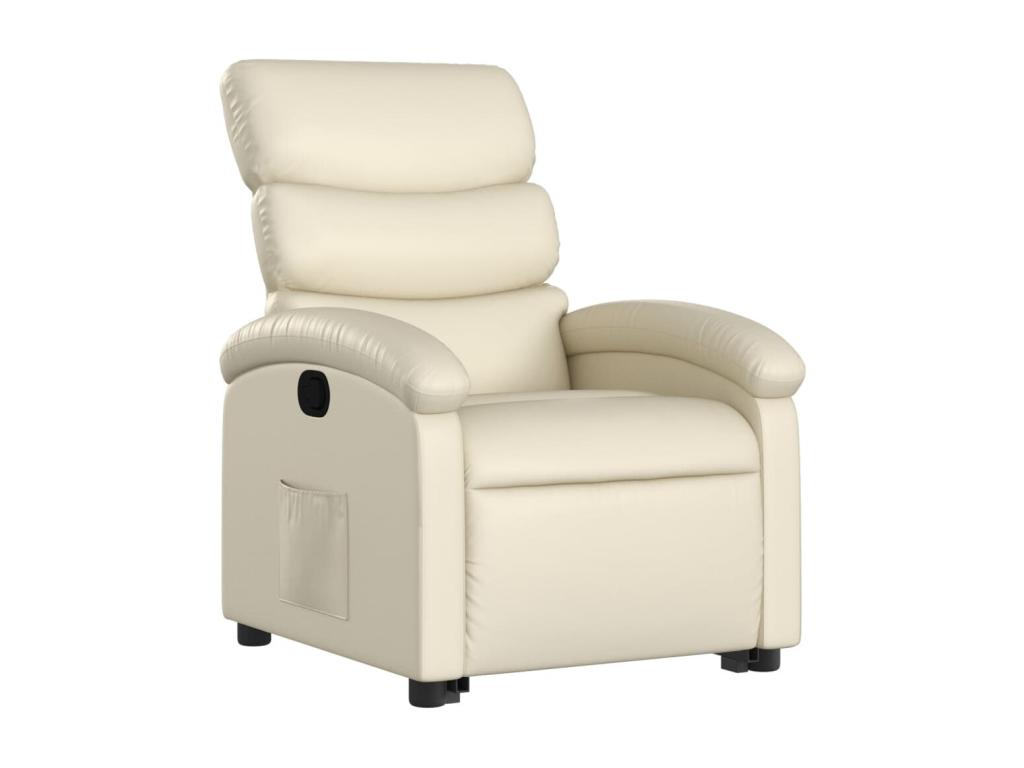 Sillón reclinable elevable cuero artificial color crema