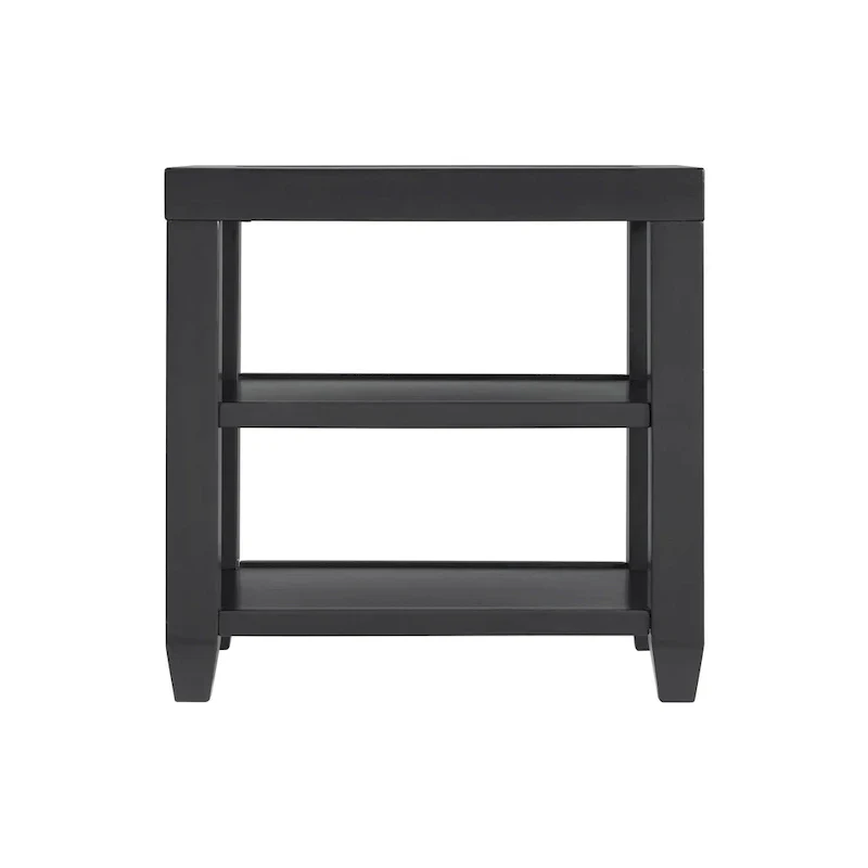 Cordero 16-Inch Wide Wood and Glass Top Chairside End Table with Shelf Storage