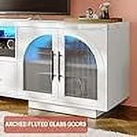 TV Stand for 75 inch TV, LED TV Stand for Living Room,70" Entertainment Center with Arched Glass Doors, Faux Marble Wood Finish Top, Adjustable Shelves, and LED Lighting, Black - Image 11